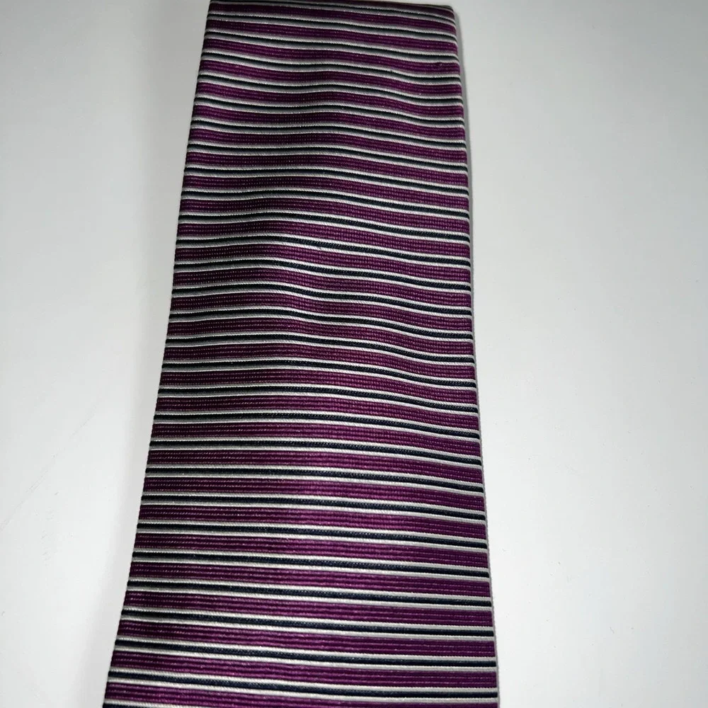Brooks Brothers Makers Purple Stripe Tie Hand Woven Made USA Classic Necktie B22